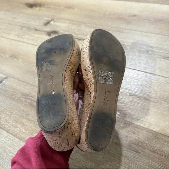 Sam Edelman Women's Slip-On Brown Leather Wedge Sandal Size 9.5M GUC - Picture 13 of 13